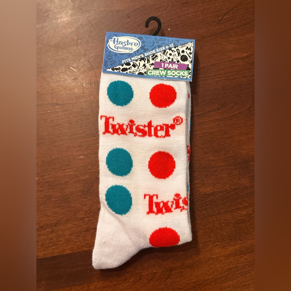 Hasbro Twister White Socks with Red and Teal Dots NWT
